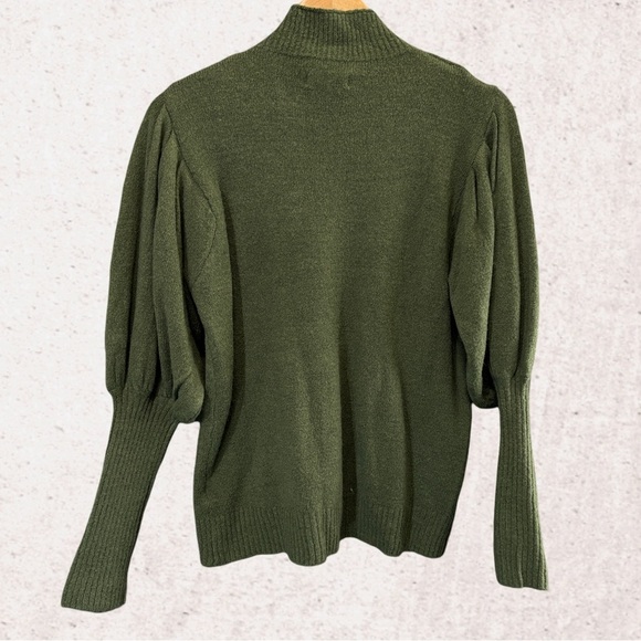 Elan Green Cowl Neck Sweater with Voluminous Sleeves - Picture 2 of 5